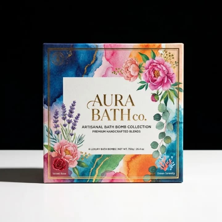 Custom bath bomb boxes with colorful printed design