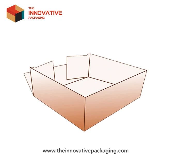 Four corner tray box with folded corner construction